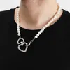 Подвесные ожерелья Lacteo Hip Hop Heart Charms Ожерелье для женщин, мужчины модные украшения имитация жемчужина