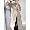 Płaszcze damskie płaszcze płaszcze kobiet 2023 w stylu brytyjskim jesiennym paskiem cielęcy kobiet-płaszczowy odzież wierzcha wysokiej jakości wysokiej jakości