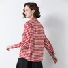 Women's Blouses vrouwen zwarte rode Houndstooth shirts slimme casual afslaan kraag met lange mouwen met lange mouwen