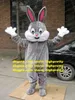 Милый серый пасхальный кролик талисман талисмана кролика Jackrabbit Hare Lepus Mascotte с длинными ушами счастливое лицо № 212 Бесплатный корабль