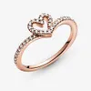 Сверкающий пошайбон Сердце обручальные кольца набор DIY FIT Pandora Обручальный ювелирный кольцо