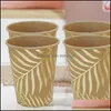 Disposable Dinnerware Disposable Dinnerware Bronzing Palm Leaf Tableware Kraft Paper Plate /Cup Happy Birthday Party Decor Adts Wedd Dhgc7