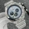 B01 Mens Watch Chronograph VK Quartz Movement Steel Bracelet Luminous Green Dial Black Date Gent Sport Watches