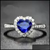 Band Ring Band Halkalar Takı Mavi Avusturya Kristal Kalp Aşk Kadınlar Temiz Rhinestone Romantik Düğün Toptan Drop Deli Otdon