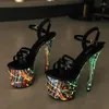 Sandalen Gl￼hpol Danze Fluoreszenz Schuhe Stripper Show Super High Heel 15 cm 17 20 cm Party Club Sexy Nachtclub Frauen