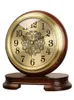 Table Clocks Chinese-Style Solid Wood Brass Clock Seat Living Room Desk Retro American Bedside Old Desktop Decoration