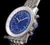 WMF A13324121C1A1 ETA A7750 Automatisk kronograf Mens Watch Blue White Dial Stick Markers Rostfritt stål Armband Super Edition Puretime B2