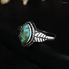 Wedding Rings Bohemia Silver Plated Leaf Marquise Green Stone For Women Retro Fashion Jewelry Elegant Band Party Gift Ring