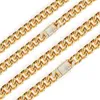 10mm 12mm gold miami iced out cuban link chain Stainls steel necklace Men's Hip hop Jewelry