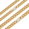 10mm 12mm Gold Miami Iced Out Cuban Link Chain Stainls Steel Necklace Men's Hip Hop Jewelry