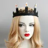 Drak barokke hoofdband kroon met spinnenweb kaars Halloween Party Princess Headbands Crown Girls Dance kostuumaccessoires