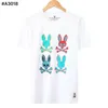 Psycho Bunny T-shirt court pour homme Tête de mort colorée Lapin Hoodlum Lapin Col rond T-shirt de couple de mode de rue européenne et américaine M-XXXL # 06
