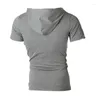 Herrdräkter 1532 mannen t-shirt zomer persoonlijkheid huva tees vetersluiting korte mouw homme slim fit sportkläder Kleding Heren