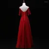 Abiti casual da sposa Toast Sling Red Evening Party Dress Women Long Slim pavimento-lunghezza matrimonio Qipao abito di lusso Vestido