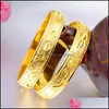 Bangle Bangle 24k Gold Plated Armband Bangles For Womens Bride Sand 12m Boutique Buckle Face Tjockade smycken gåvor Drop Delivery Dhcof