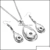 Earrings Necklace Sier Color Snap Button Jewelry Set 12Mm 18Mm Pendant Snaps Buttons For Women Noosa Drop Delive Otpyn