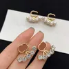 Designer Stud Earring Crystal Pearl Stone Luxe Charm Stud Geometric 925 Silver Famous Letters Women Rhinestone Pearls Wedding Party Sieraden Gift