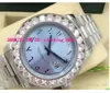 Luxury Watch Bigger Diamond Bezel Automatic mechanical movement 228206 Platinum 40mm Ice Blue Arabic Rare Dial Men Watchs Wristwat219V
