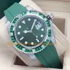 4 Stil med Box Watch Men's 40mm SS Black Dial With Ruby Diamond Bezel Green rostfritt stålarmband Asien 2813 Rörelse Automatiska klockor