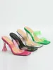Sandalet 115698 Kare Toe Kadın Ayakkabıları Şeffaf PVC Moda Tasarımı 2022 Yaz Boş Zaman Basit Açık Yüksek Topuklu Gümüş Büyük