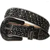 Ceintures Ceinture cloutée Noir Glitter Luxe Designer Hommes Femmes Bling Cristal Ceinture Mode Strass Diamant Taille Ceinture