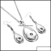 Boucles d'oreilles collier couleur argent bouton pression ensemble de bijoux 12Mm 18Mm pendentif boutons pression pour femmes Noosa Drop Delive Otpyn