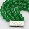 Brin 8mm Naturel Vert Malaisie Calcédoine Jades Pierre Perles Rondes 4 Rangées Bracelet Femmes Haute Qualité Cadeau Bijoux 7.5 pouces B3172