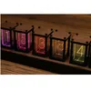 Horloges de Table Pseudo Glow Nixie Tube Horloge DIY RGB Kit LED Bureau Creative Décoration Petit Ami Cadeau Numérique Night Light Bar Atmosphère