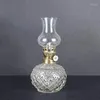 Bougeoirs lampe à huile classique sphérique avec abat-jour en verre transparent interrupteur réglable lanterne à kérosène 7,08 pouces de hauteur