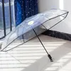 Parapluie Transparent en PVC, mignon, petite marguerite, automatique, trois plis