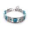 Vintage Natuursteen Boheemse Armband Voor Vrouwen Handgemaakte Sieraden Blauwe Ronde Kralen Gesneden Boho Armbanden Armbanden