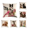 Pillow Pet Dog Pattern Pillowcase Cotton Linen Throw Cover Cute Animal 45x45cm Car Home Sofa Decorative