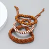 Rope Handmade Braided Wooden Beadsed Charm Bracelets Set For Men Women Party Decor Bangle Jewelry