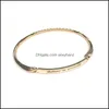 Bangle Bangle Fashion Rose Gold Color Love Letter Bracelets Bangles For Women/Korean Luxury Jewelry Pseiras Wholesale/Pserasbangle D Dhqlm