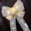 Decorazioni natalizie Grandi fiocchi Bowknot incandescente con luce a LED Regalo artigianale Fiocco Decorazione della festa nuziale Natale 2022 Anno 40X23 cm