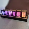 Tafel klokken RGB Nixie Glow Tube Clock Metal Electronic Digital Watch Desktop Luxe LED Vacuüm-buis Lamp Geschenk ideeën