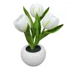 Nocne światła LED Tulip Light Symulacja Lampa stołowa Flowerpot Panting Decor Decor Dekoracja Atmosfera 6392934