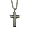 Pendant Necklaces Large Bling Cross 3D Hip Hop Iced Out Religious Pendant Franco Chain 35 4 Gold Sier Plated For Men Women Jewelry F Dhgjh