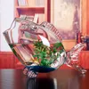 Aquarien Fischglasschale, klares transparentes Glas, fischförmiges Aquarium, Glas, Zuhause, Wohnzimmer, Büro, Dekoration, Kunsthandwerk, Ornamente 221103