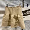 Saias saia de bolha de cintura alta mulher 2022 Design de várias camadas de verão Mini-khaki curto