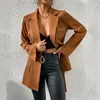 Abiti da donna Blazer cardigan sottile con lacci marroni Cappotti da donna Streetwear Maniche lunghe Eleganti giacche da donna da ufficio 2022 Autunno americano alla moda