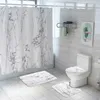 Rideaux de douche 4 pièces/ensemble rideau imprimé marbre tapis de toilette salle de bain tapis antidérapants cloison fournitures de décoration de la maison