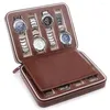 Boîtes de montre 1pc Boîte de rangement PU Portable 8 Compartiments Affichage Organisateur à glissière Porte-montre-bracelet Pour magasin