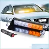 Car Bulbs 8 Led For Car Dash Strobe Flash Lights Blue/Red Emergency Police Warning Lamp Light Drop Delivery 2022 Mobiles Motorcycles Dhfsr