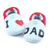 Pasgeboren eerste wandelaars babyschoenen schattig kinderen meisje ronde teen flats zachte slippers schoenen ik hou van mama/papa