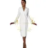 Women's Suits White Double Breasted Women Long Jacket Peaked Lapel Ladies Prom Evening Guest Formal Wear Custom Made Dress Blazer