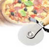 Coupe-pizza rond en acier inoxydable confortable avec manche en bois coupe-couteau à pizza pâtisserie pâtes pâte cuisine ustensiles de cuisson