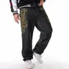 Мужские джинсы хип-хоп джинсы уличная одежда мужская вышивка прямая свободная повседневные брюки мужской плюс модный хип-хоп Бэкги Джинсы T221102