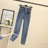 Damen Jeans Damenbekleidung Frühling Herbst Mode Hohe Taille Shinny Strass Abnehmen Stretch Denim Hosen Damen Straße