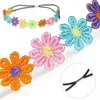 Articles de fête Hippie 60er Jahre Retro Vintage Brille Friedenszeichen Halskette Sonnenblume Krone Haarband Dressing